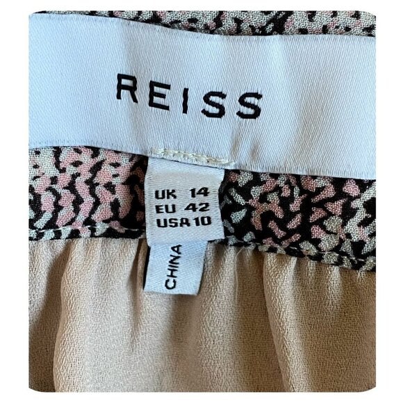 Reiss Jonah Abstract Print Tie Waist Full Mini Skirt in Pink Print Womens Sz 10 - Picture 7 of 11